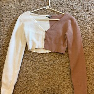 Wild Fable Cream and Brown Crop Top